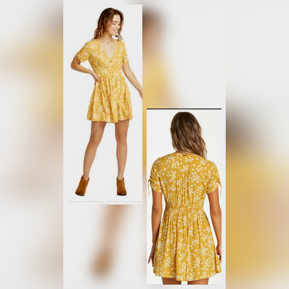 $9 If Bundled | BILLABONG | Twirl Twist Mini Dress | Yellow | Small